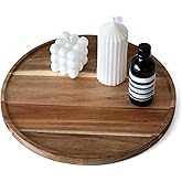 Round Wooden Tray for Home Decor, S310 13.8" Decorative Wood Trays for Kitchen Dining Room, Handmade Round Wood Tray Table Centerpiece for Coffee Table