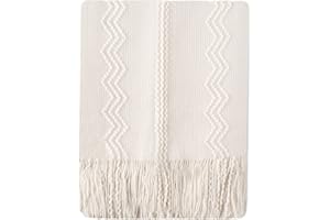 BATTILO HOME Cream Throw Blanket for Couch, Bedroom Decor Boho Throw Blanket, Decorative White Blanket Throw for Sofa Living Room, 50"x60"
