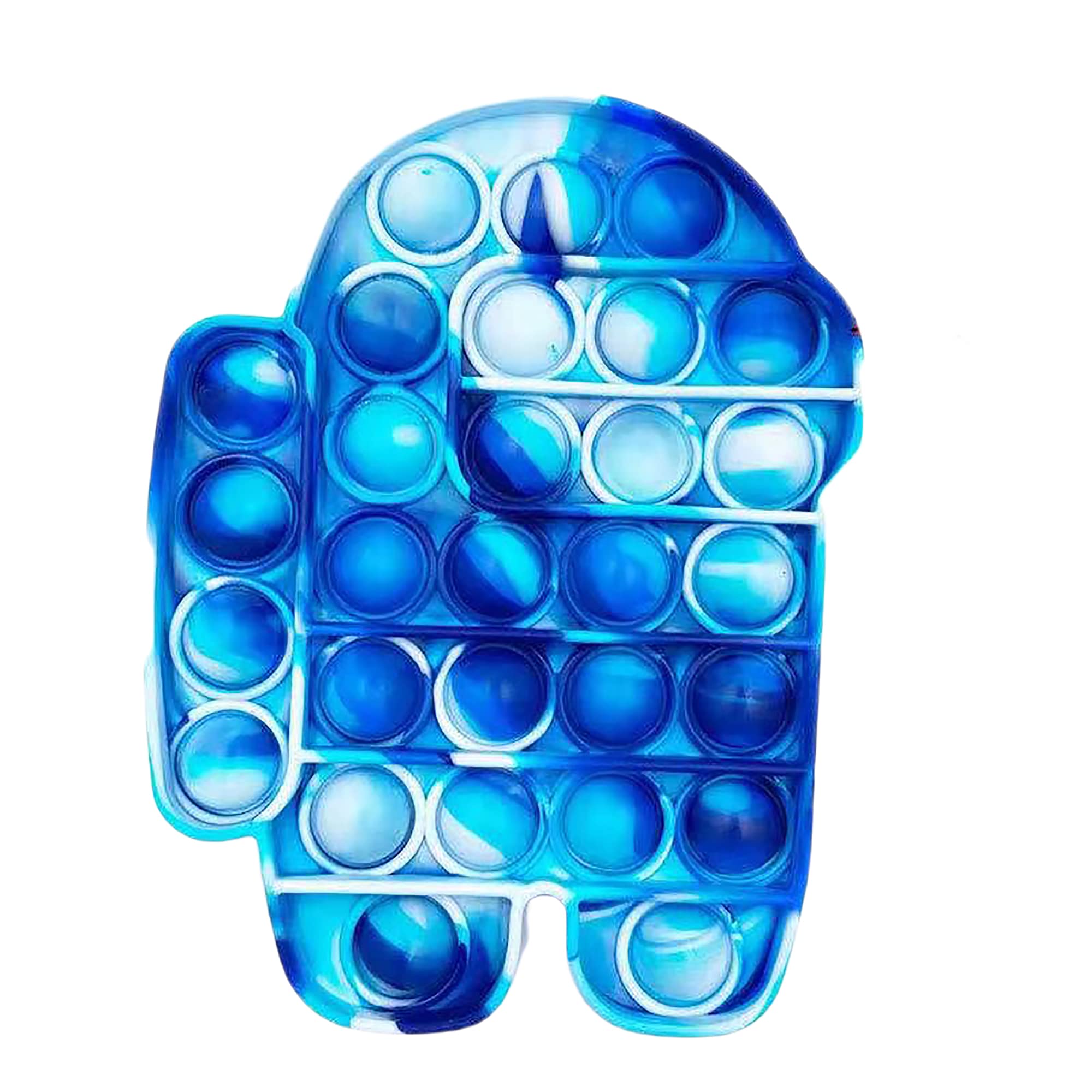 Push Pop Bubble Fidget Toys, Among Us Silicone Sensory Toy, Stress Relief Popping Fidget Toy for Autism ADHD Special Needs Rainbow Colors Novelty Gifts for Kids Adults (Among Us-Camouflage Blue)