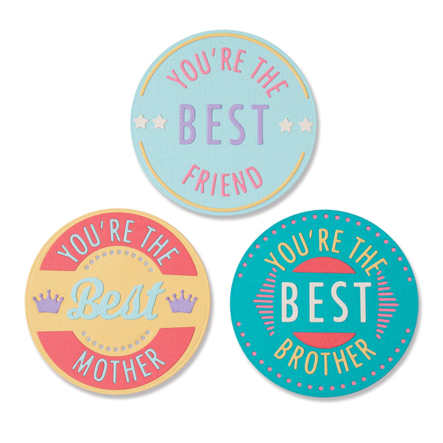 Sizzix Thinlits Die Set 18PK You're The Best by Jenna Rushforth, 665187, Multicolor, One Size