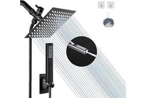 High Pressure Square Rain Shower Head and Two-in-One Hand Shower.Equipped with 78" Hose,3 Way Diverter Valve,Adhesive Shower 