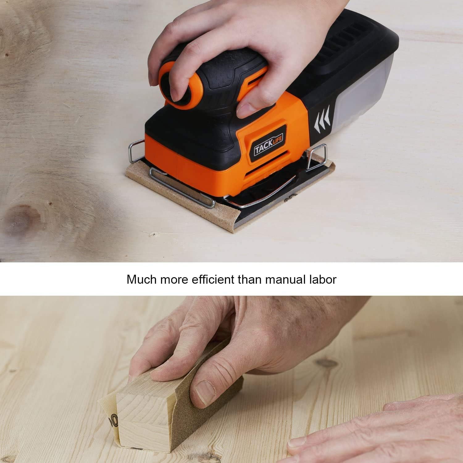 TACKLIFE 1/4 Sheet Sander, 2.2A Palm Sander with Copper Motor, 15,000 RPM, Dust-proof Switch, Soft Rubber Protection, Low Tremor for DIY Sanding PSS01A: Home Improvement