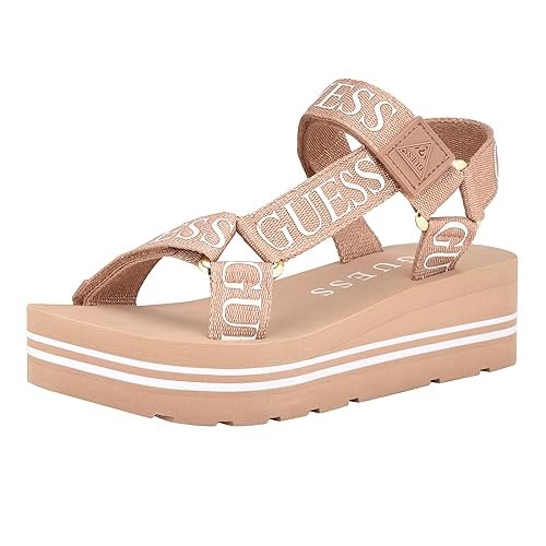 Guess Women's AVIN Wedge Sandal, Rose Gold, 8.5