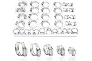 SDZONGES Hose Clamp, 40PCS Fuel Line Clamp, 1/4 inch to 1-1/8 inch Radiator Hose Clamps, Hose Clamp Assortment,Hose Clamps Stainless Steel.