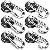 FINDMAG Magnetic Hooks with Swivel Carabiner, 70LBS Neodymium Magnet Hooks Heavy Duty, Strong Magnetic Hooks for Hanging Magn