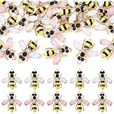 FASHEWELRY 20Pcs Mini Alloy Enamel Bee Charms Mixed Color Cute Craft Bees Golden Dangle Pendants Rhinestone Honeybee Charms for Crafts DIY Earrings Bracelets Jewelry Making Findings