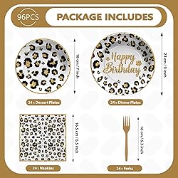 Grencian 96 Pcs Cheetah Print Birthday Decorations