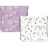 2Pcs PU Leather Small Squeeze Coin Purse Pouch Mini coin Bag Unique And Cute Wallet Cosmetic Bags Change Bag For Women Girls Men White And Purple Floral