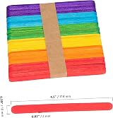 ZOENHOU 1000 Colored Popsicle Sticks 4.5 Inch Natural Wood Lolly Craft Sticks view 2