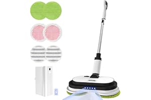 EOUS Cordless Electric Mop, Floor Cleaner with LED Headlight & Water Sprayer, Up to 60 Mins Detachable Battery, Dual-Motor Powerful Spin Mop, 300ML Water Tank for Multi-Surface, Self-Propelled