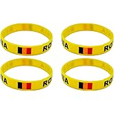 LLBFHH 4 Pcs Romania Romanians Country Flag Rubber Bracelets, National Flag Silicone Bracelet, Rubber Wristbands Patriotic Decorations Gift.