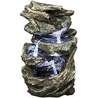 Hi-Line Gift Log & Stone Waterfall Fountain with LED Light
