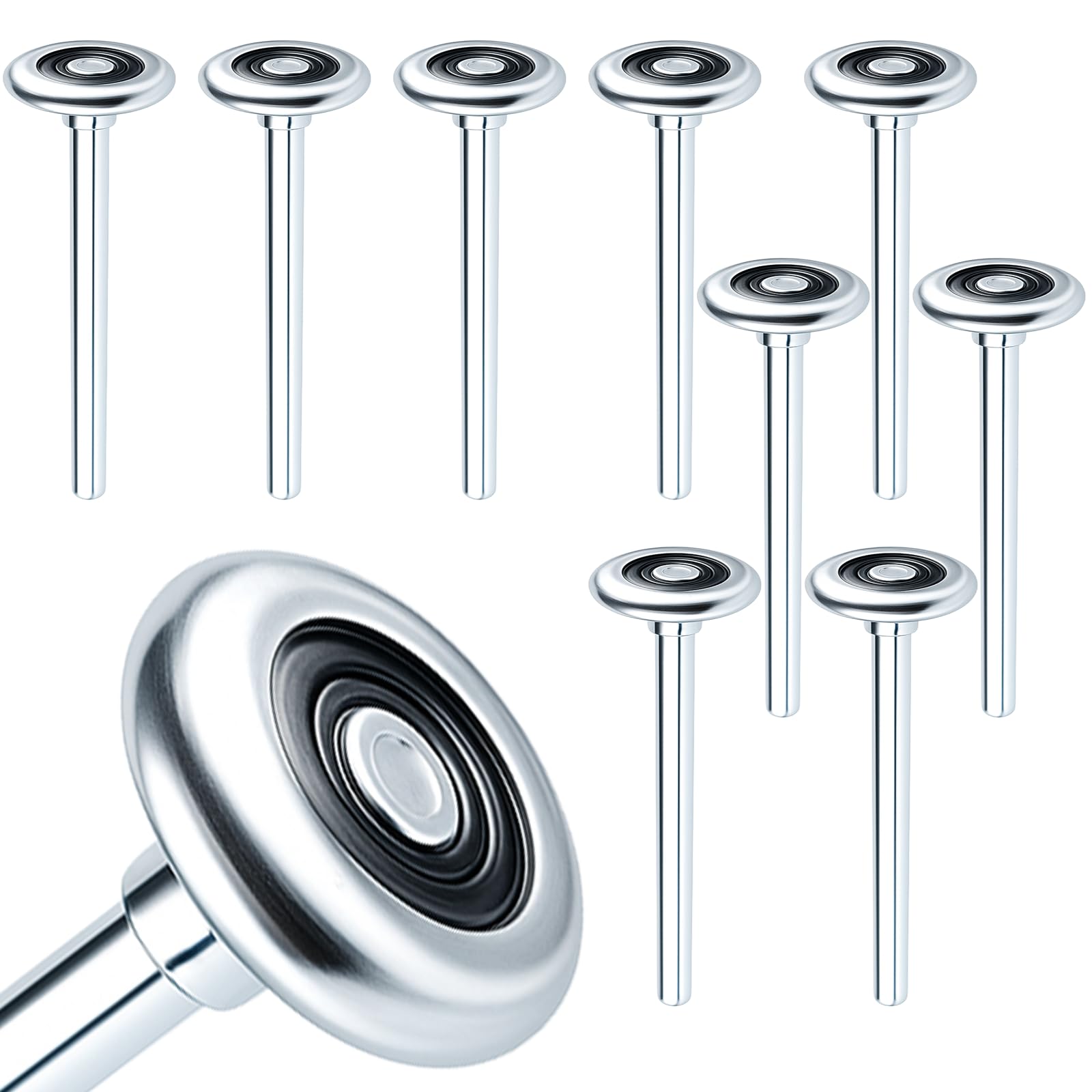 Photo 1 of 10 Pack 9" Stem Steel Commercial Grade Garage Door Rollers for 2" Track, Quiet/Durable and High Load, Use Precision Bearings with 10 Balls.