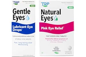 TRP THE RELIEF PRODUCTS TRP Natural Eyes Pink Eye Relief Homeopathic Tablets, Gluten-Free, 48 ct + TRP Gentle Eyes Lubricant Eye Drops 0.5 fl oz