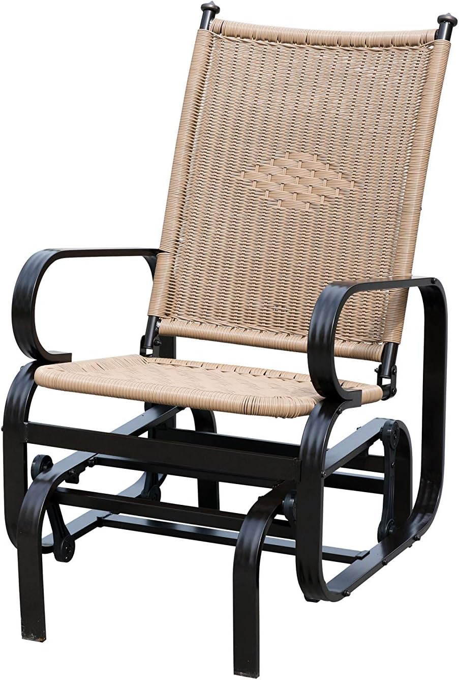 resin wicker outdoor gliders on Patiopost Outdoor Pe Wicker Glider Chair Superior Aluminum Frame Brown Tan For Garden Porch Yard Indoor Rocking Seating Tan Kitchen Dining Amazon Com