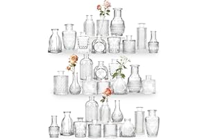 Sawoake 32 PCS Mini Bud Vases As Wedding Centerpieces for Tables,Clear Bud Vases for Flowers,Small Flower Vases Suitable for 