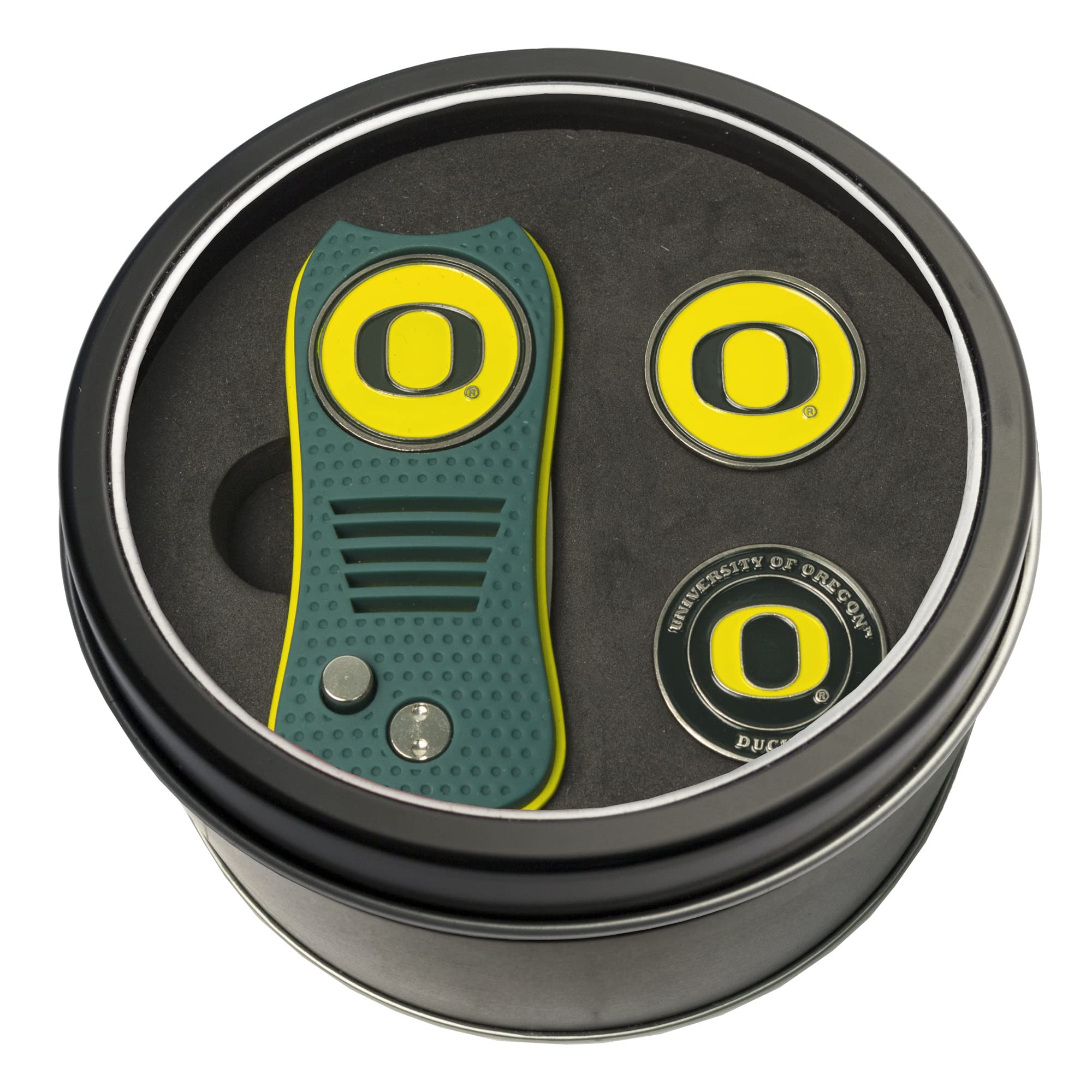 Team Golf NCAA Oregon Ducks Tin Gift Set with Switchfix Divot Tool and 2 Ball Markers