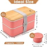 Sinnsally 1400ml Bento Box Lunch Box Pink with Compartments Leak-Proof view 2