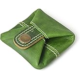 Jajmo Legacy Leather Coin Pouch Change Holder Mini Pocket Wallet for Men Women (Green, Pack of 1)