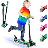 Kids Scooter Heavy Duty, 3 Wheel Scooters for Boy Girl Age 3-8, Heavy Duty Toddler Kick Scooter with Height Adjustable Handlebar, Lean-to-Steer LED Wheels, Anti-Slip Deck, Christmas Xmas Gift Wrapped