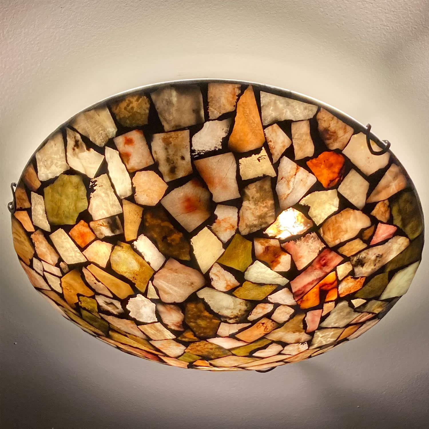 ARTZONE Stained Glass Flush Mount Ceiling Light 16