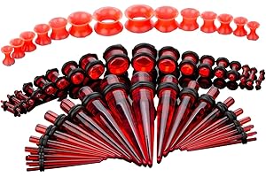 CABBE KALLO 50pcs Ear Stretching Kit Silicone Tunnels Acrylic Tapers and Plugs 14G-00G Gauges Set Eyelet Expanders for Women Men Body Piercing Jewelry