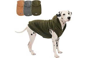 Tuff Pupper Fleece Dog Hoodie Sweater | Teddy Sherpa Outer & Soft Polar Fleece Lining | Adjustable Fit Winter Coat with Hood, Leash Hole, Ribbed Cuffs | for Small Medium Large XL XXL Dogs (Olive, XL)