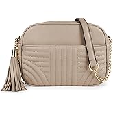 EVVE Quilted Crossbody Bags for Women - Stylish Camera Bag with Tassel - Lightweight Medium Size Shoulder Purse | Quilted, wi