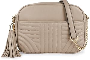 EVVE Quilted Crossbody Bags for Women - Stylish Camera Bag with Tassel - Lightweight Medium Size Shoulder Purse