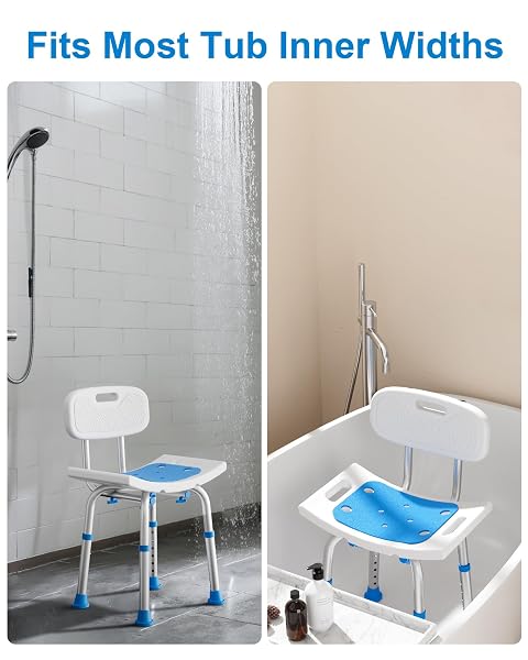 HOMLAND SHOWER CHAIR FOR INSIDE SHOWER WITH REMOVABLE BACK, 400 LBS HEAVY DUTY BATH SEAT FOR BATHTUB, SAFETY BATH STOOL FOR SENIORS AND DISABLED, ALUMINUM ALLOY FRAME