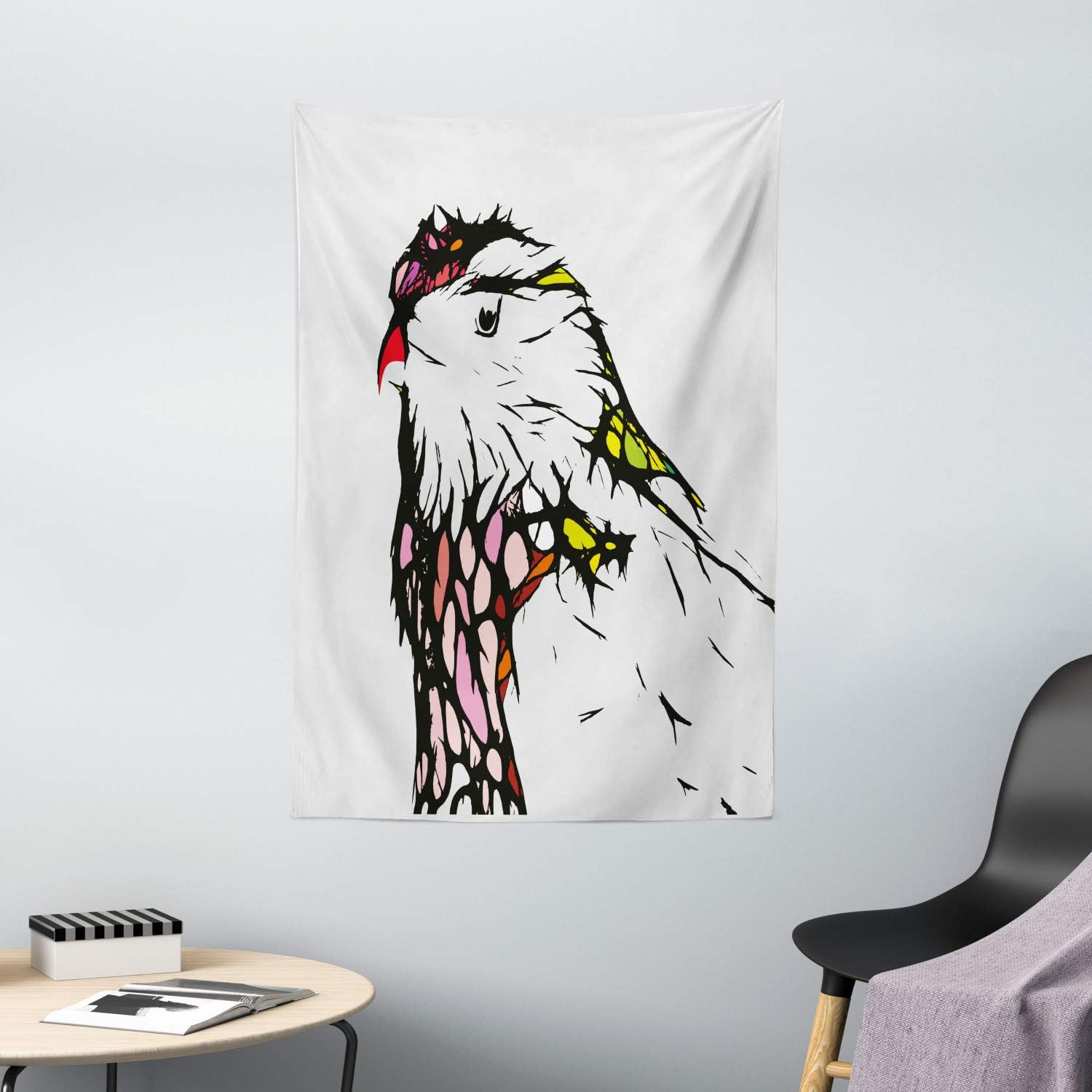 Amazon Com Ambesonne Animal Tapestry Chicken Bird Head Portrait