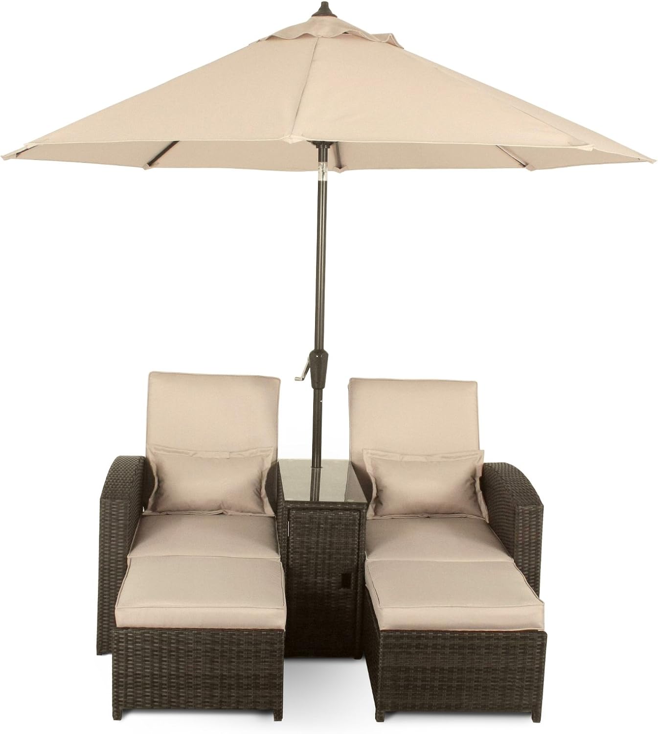 Rattan / Wicker Effect Multi Bed / Arm Chair Garden Furniture Relaxer