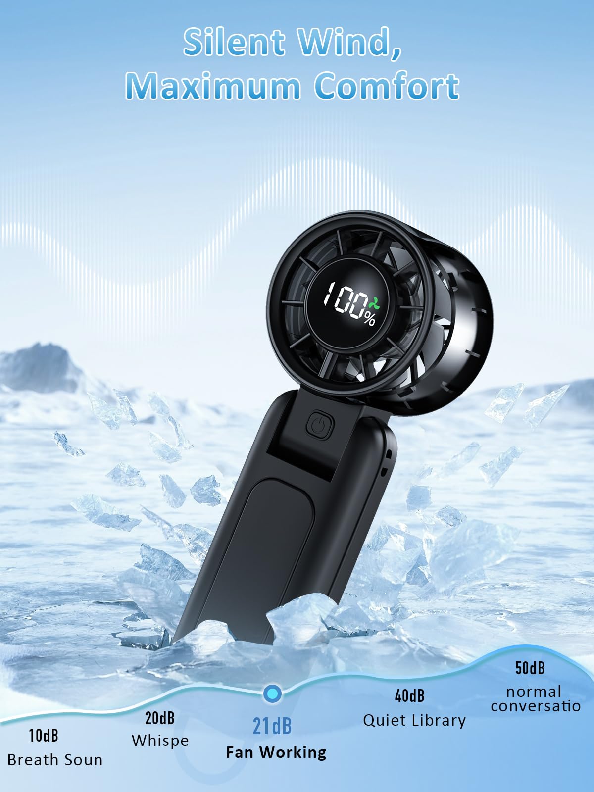 4 in 1 Portable Handheld Turbo Fan, 9000RPM High-Speed Mini, 180° Foldable, 1-100 Speeds, Up to 15H Use, 5000mAh Battery, Powerful Personal Cooling, Hand Held Fan for Travel, Indoor & Outdoor