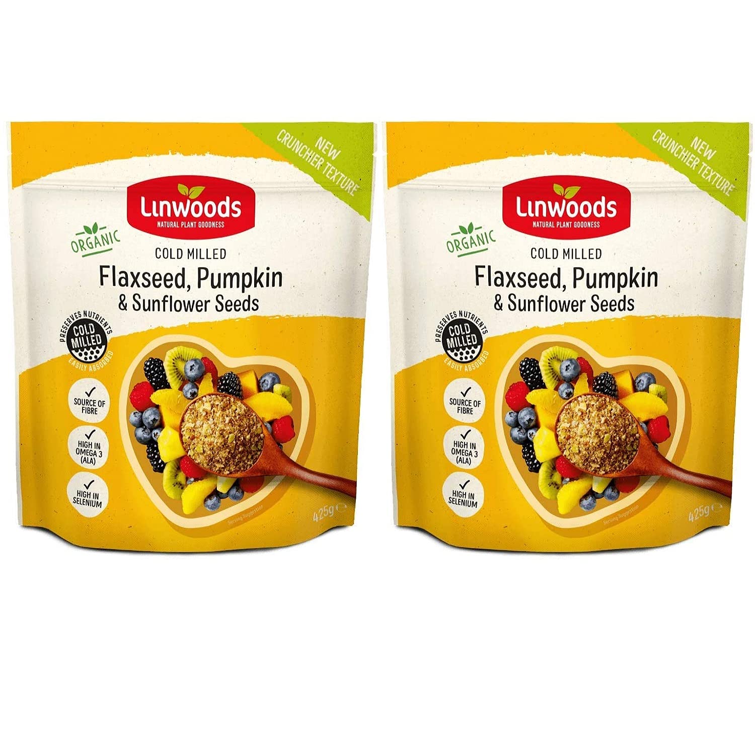 LINWOODS Organic Milled Flaxseed Sunflower & Pumpkin 425g (Pack of 2)