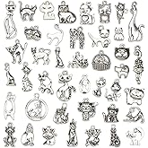 Kinteshun Assorted Cats Pet Charm Pendant for DIY Jewelry Making Accessaries(42pcs,Antique Silver)