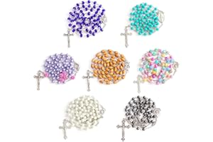 YWLI 7 PCS Rosary Beads Catholic for Woman - Confirmation Gifts, 7 Day Rosary, Various Styles of Rosary Necklace Set, Cross Rosary Necklace for Women