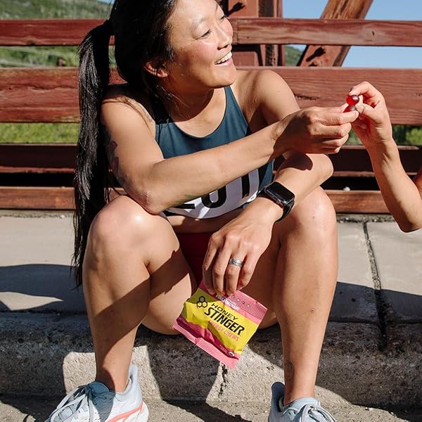 HONEY STINGER ORGANIC PINK LEMONADE ENERGY CHEW, GLUTEN FREE & CAFFEINE FREE, FOR EXERCISE, RUNNING AND PERFORMANCE, SPORTS NUTRITION FOR HOME & GYM, PRE AND MID WORKOUT, 21.6 OUNCES (PACK OF 12)