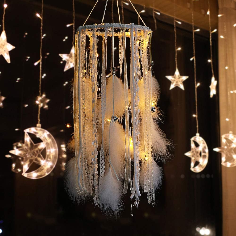 Home Décor White Feather Alynsehom Feather Dream Catcher with LED
