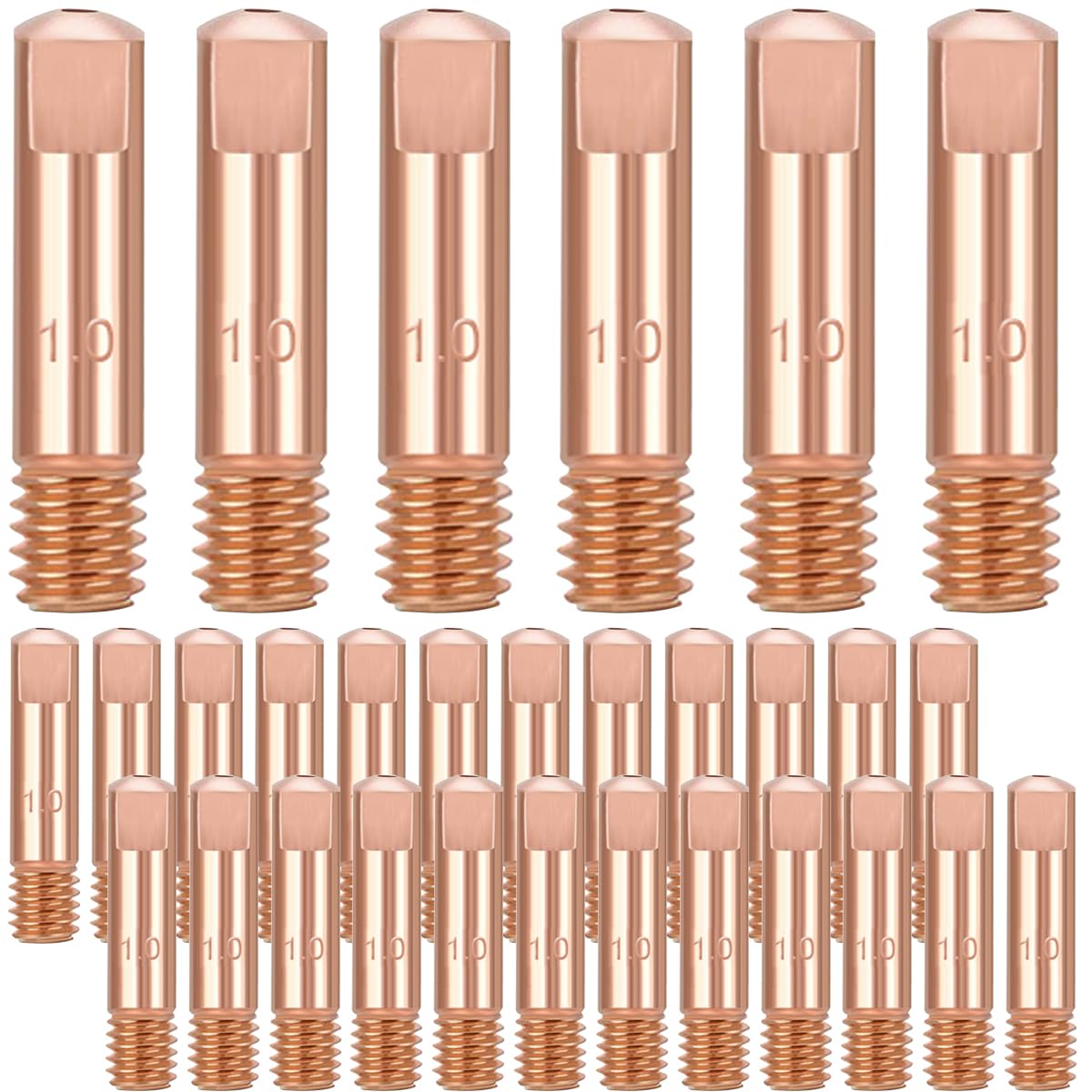 EATBALE 15AK MIG Welding Contact Tip, 30Pcs Copper Contact Tips1.0MM MIG Welding Consumables Tips for 14AK 15AK MIG/MAG Welding Torch Accessories (1.0MM / 0.040")