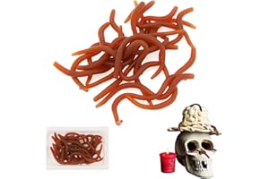 20-Pack Fake Worm Fishing Bait – 10m Long Flexible Brown Plastic Gag Props for Halloween, Pranks, Party Decoration & Creative