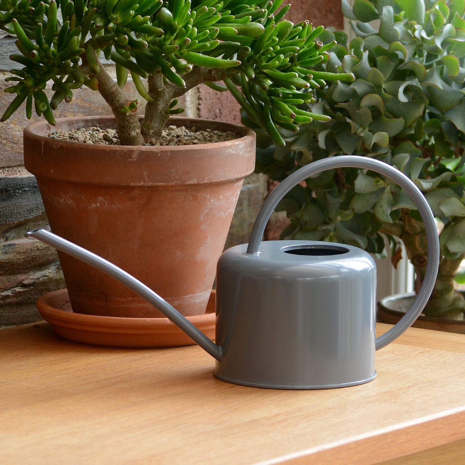 CKB Ltd® Small 1.1L Indoor Watering Can - Coloured Galvanised Powder Coated Steel - For Houseplants Contemporary Metal Design With Narrow Spout And High Handle (Grey) — image 1