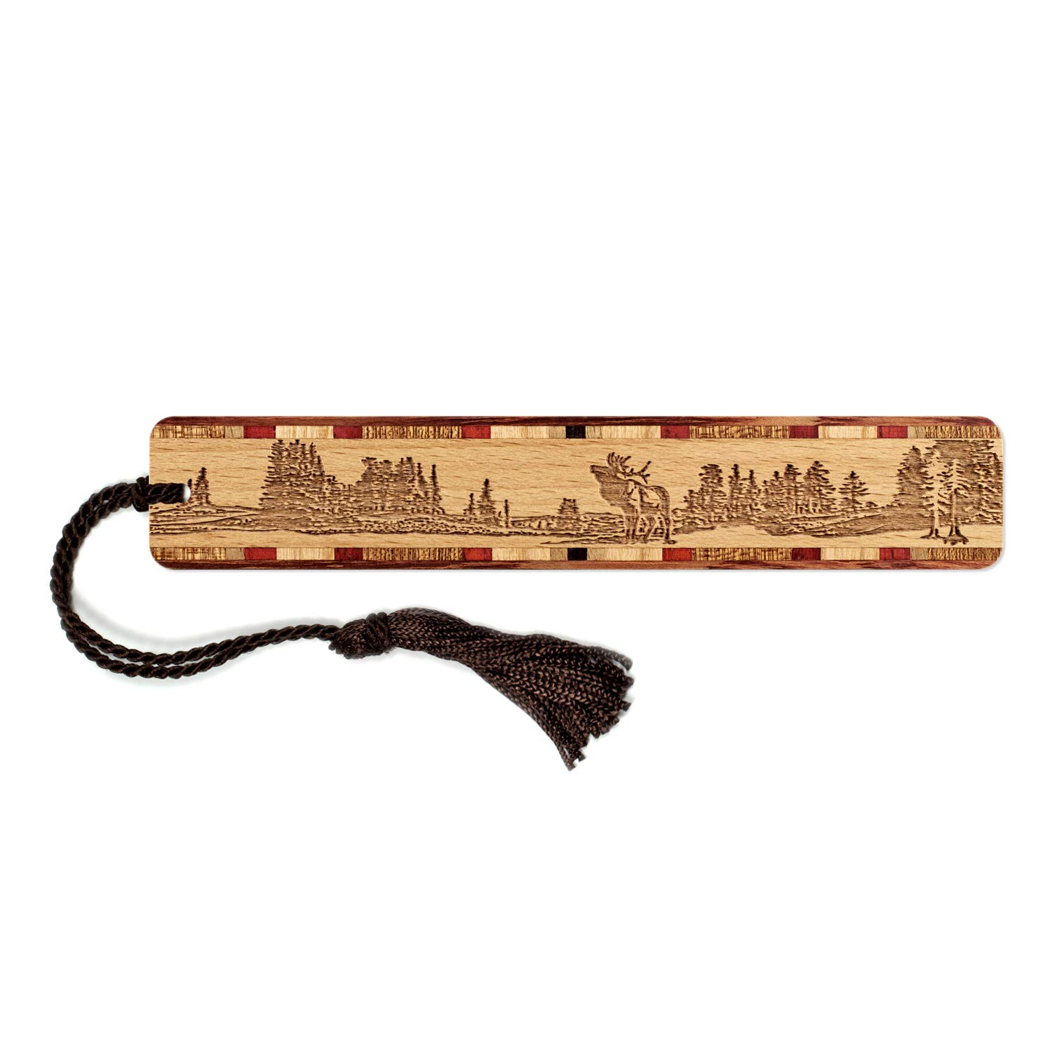 Elk Scene - Engraved Wooden Bookmark with Tassel - Search B07GRCFSCF for Personalized Version