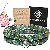 GDLKPYHS 2Pcs Healing Crystal Bracelets for Women Handmade Beaded Bracelet Healing Prayers Crystal 8mm Natural Stone Beads Bracelet Stress Relief Get Well Soon Gifts