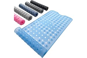 METEOROCK Non Slip Bath Mat for Shower 35.4'' x 15.7'', Shower Mat Non Slip with Suction Cups & Drain Holes, Machine Washable