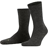 FALKE Unisex Walkie Light Socks, Crew Length, Thick Sole, Hiking Sock, Breathable, Moisture-Wicking, Merino Wool, Grey (Smog 3150), 9-10, 1 Pair