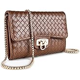 AUYKERUN Women's Textured PU Quilted Crossbody Bag - Small Flap Cell Phone Purse with Adjustable Gold Chain Strap
