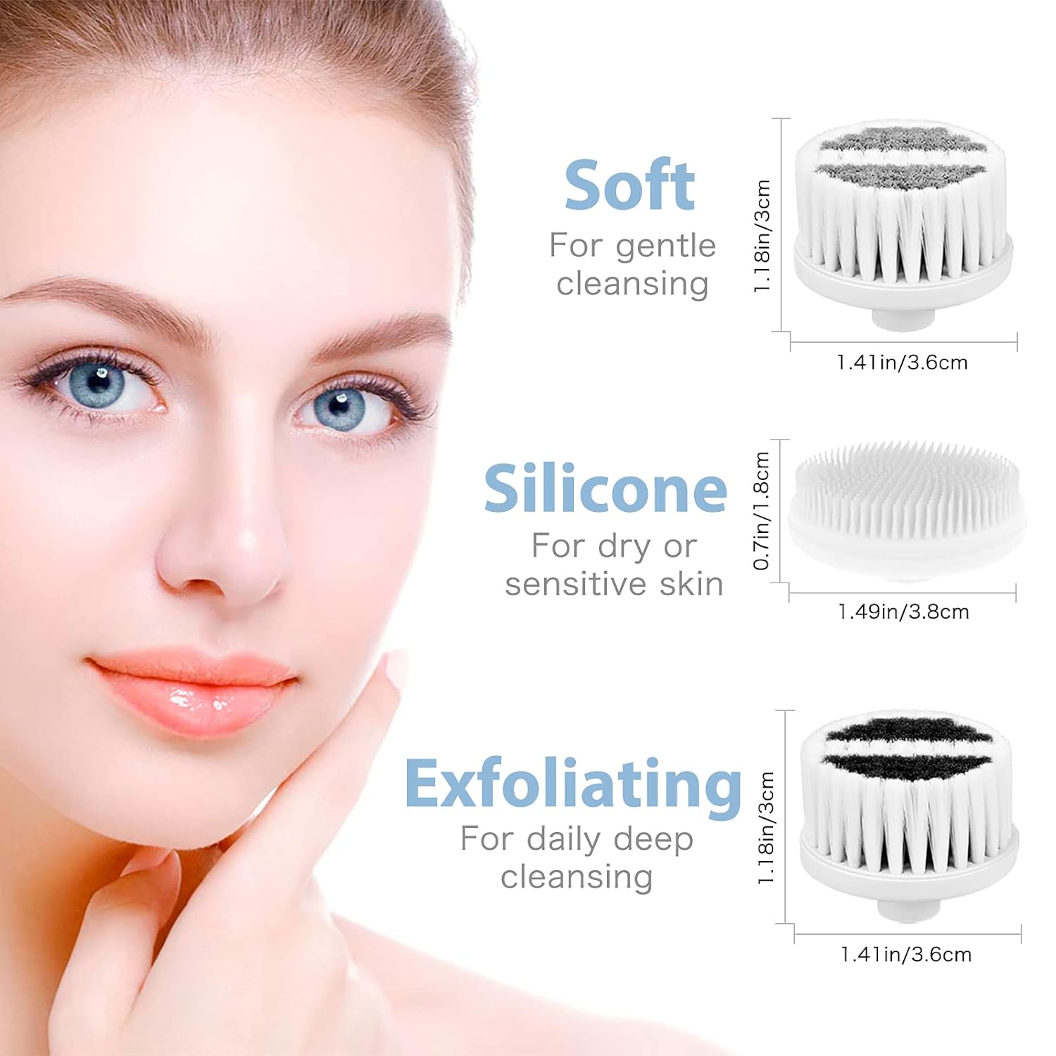 Water-Resistant Facial Cleansing Spin Brush Set with 3 Exfoliating Brush Heads - Complete Face Spa System by CLSEVXY - Advanced Microdermabrasion for Gentle Exfoliation and Deep Scrubbing(Blue): Beauty
