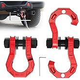 AMBULL 3/4" D Ring Separate Shackles, 52,910lbs Break Strength Easy Open Towing Winch Shackles, Heavy Duty Shackles with 7/8" Screw Pin for Tow Strap Winch Off Road Vehicle Recovery (RedRed)