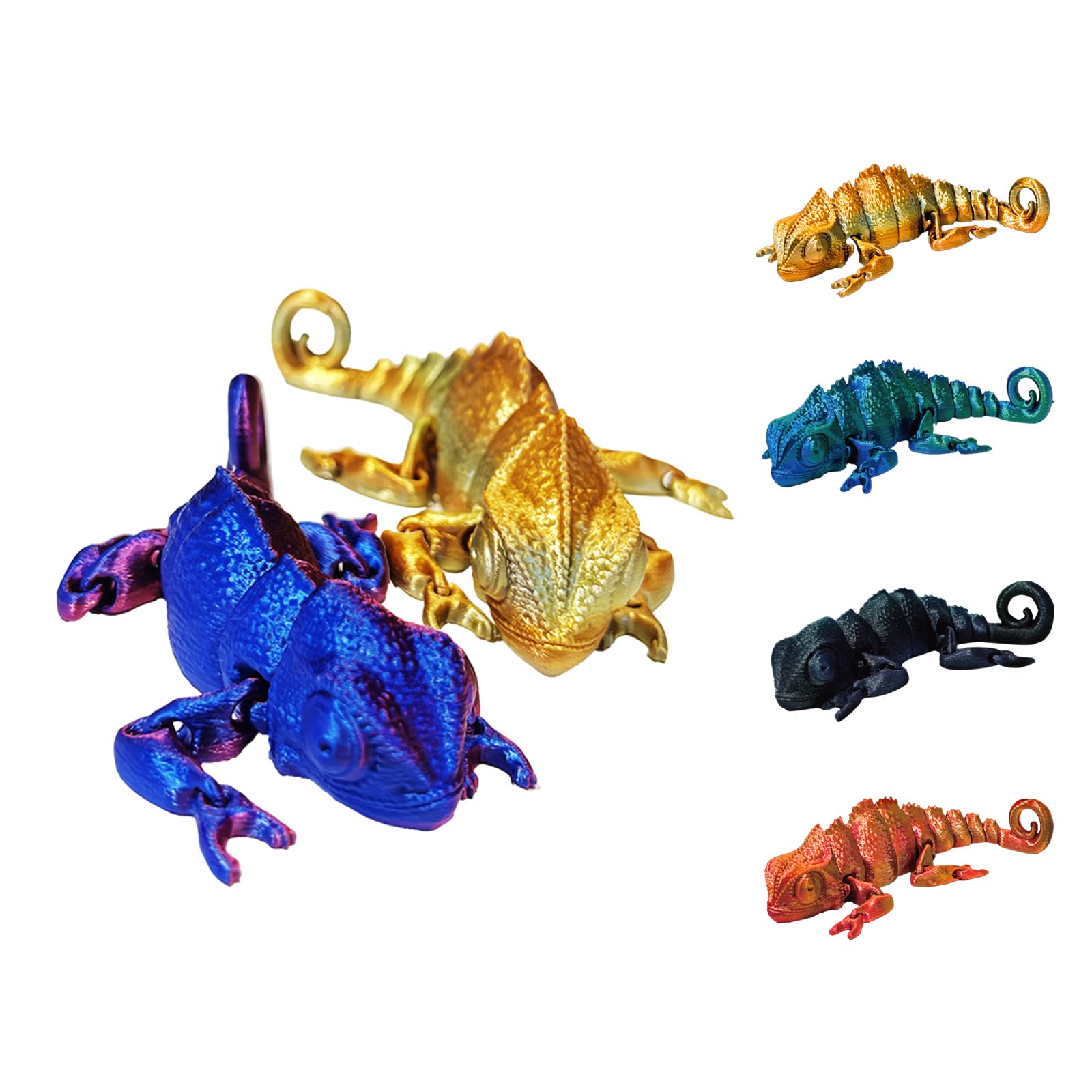 Photo 1 of 3D Printed Animals Single Blind Box - Articulated Chameleon Toys,Realistic Reptile Collectible Toys with Matching Small Cards, Pendant Decor & Desk,3D Printed Animal Statues