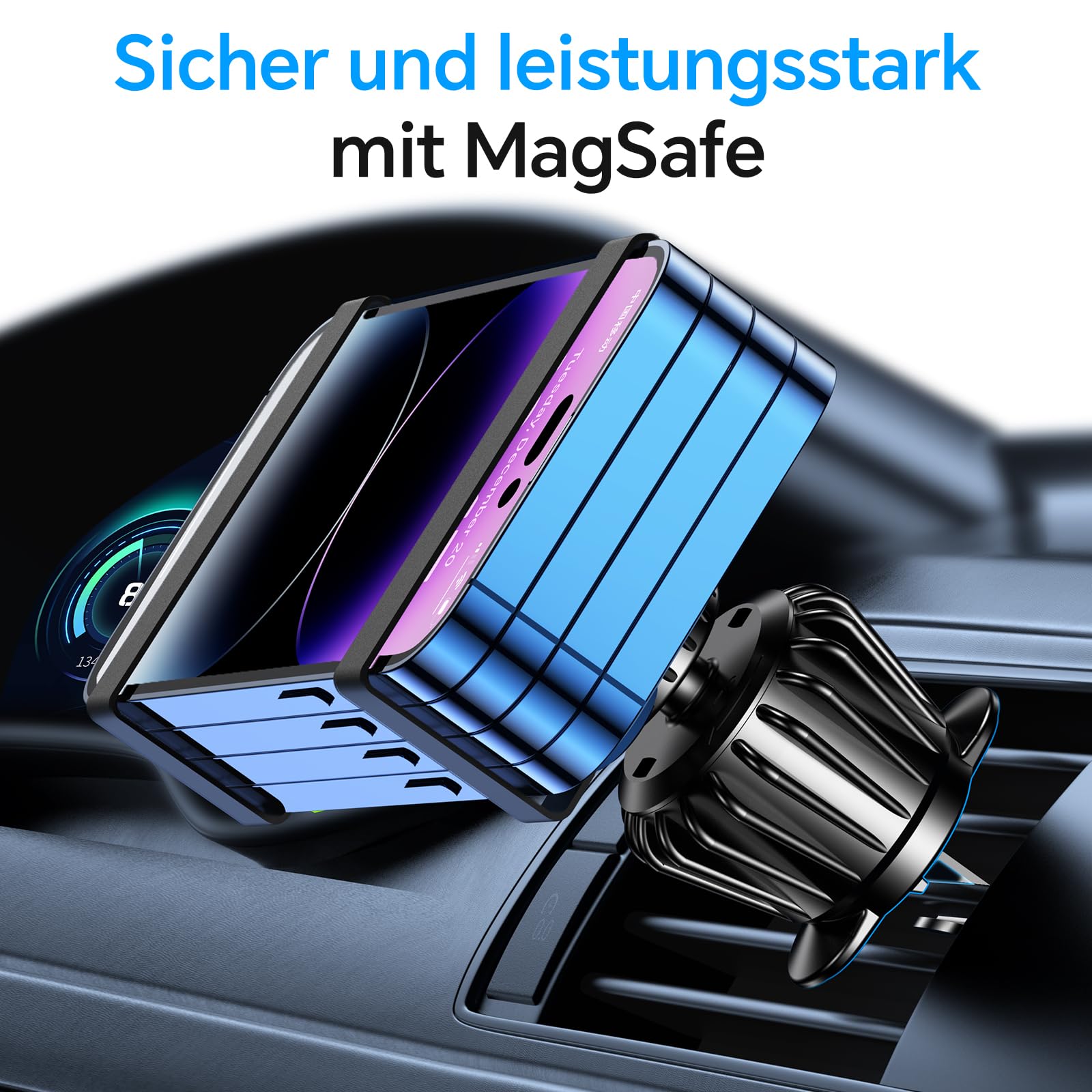 Coolpow Handyhalterung Auto für Magsafe Autohalterung【20x N55 Magnet】Handy Halterung Auto Zubehör Innenraum【360° Drehbar】Magnetische Auto Handyhalterung Lüftung für iPhone 17 16 15 14 13 Magsafe Hülle 9